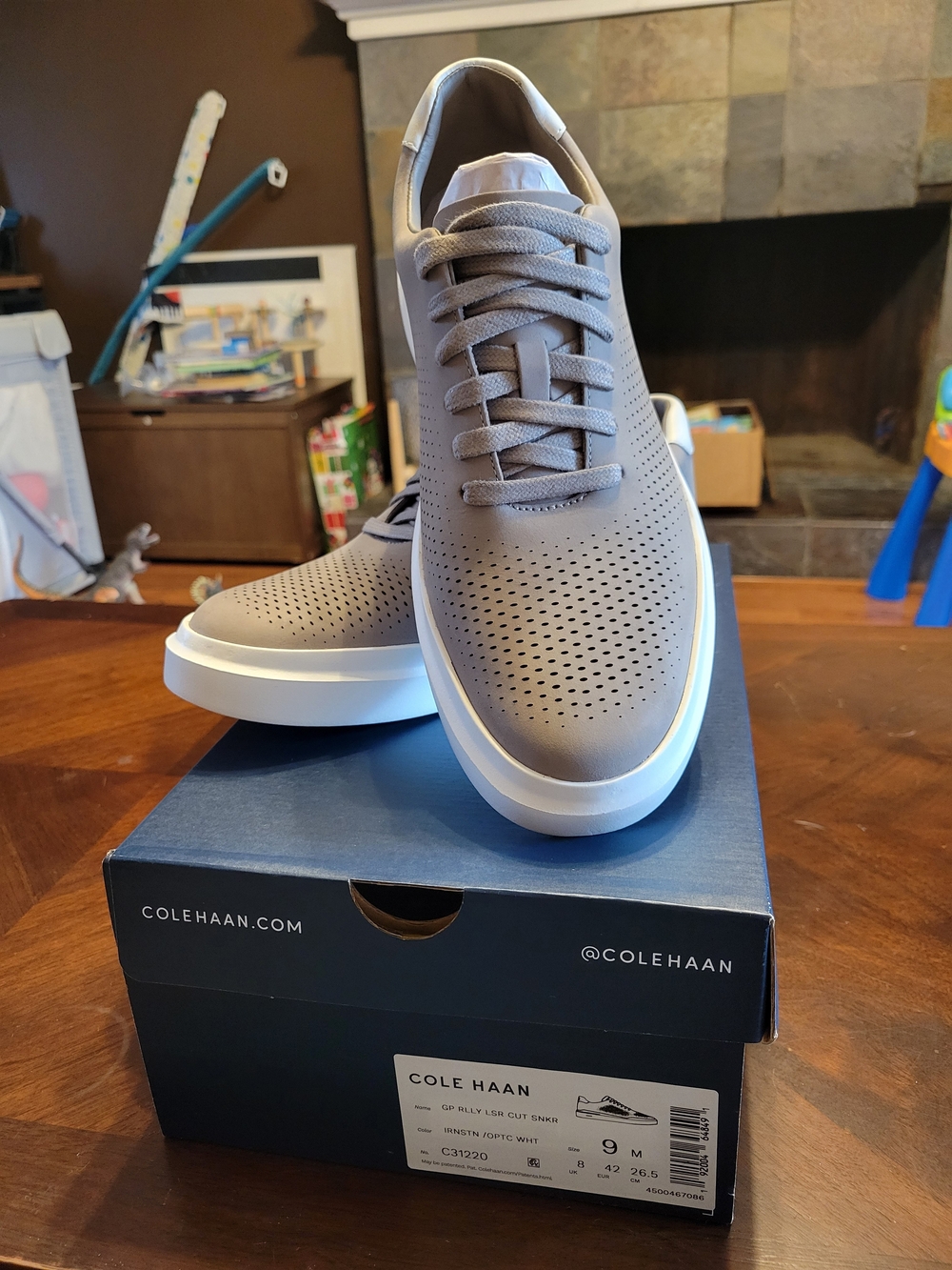 Cole Haan Men’s Grey Perforated Lace-Up Sneakers